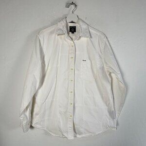 Faconnable Womens White Long Sleeve Button-Up Cotton Shirt Jacket Large Casual